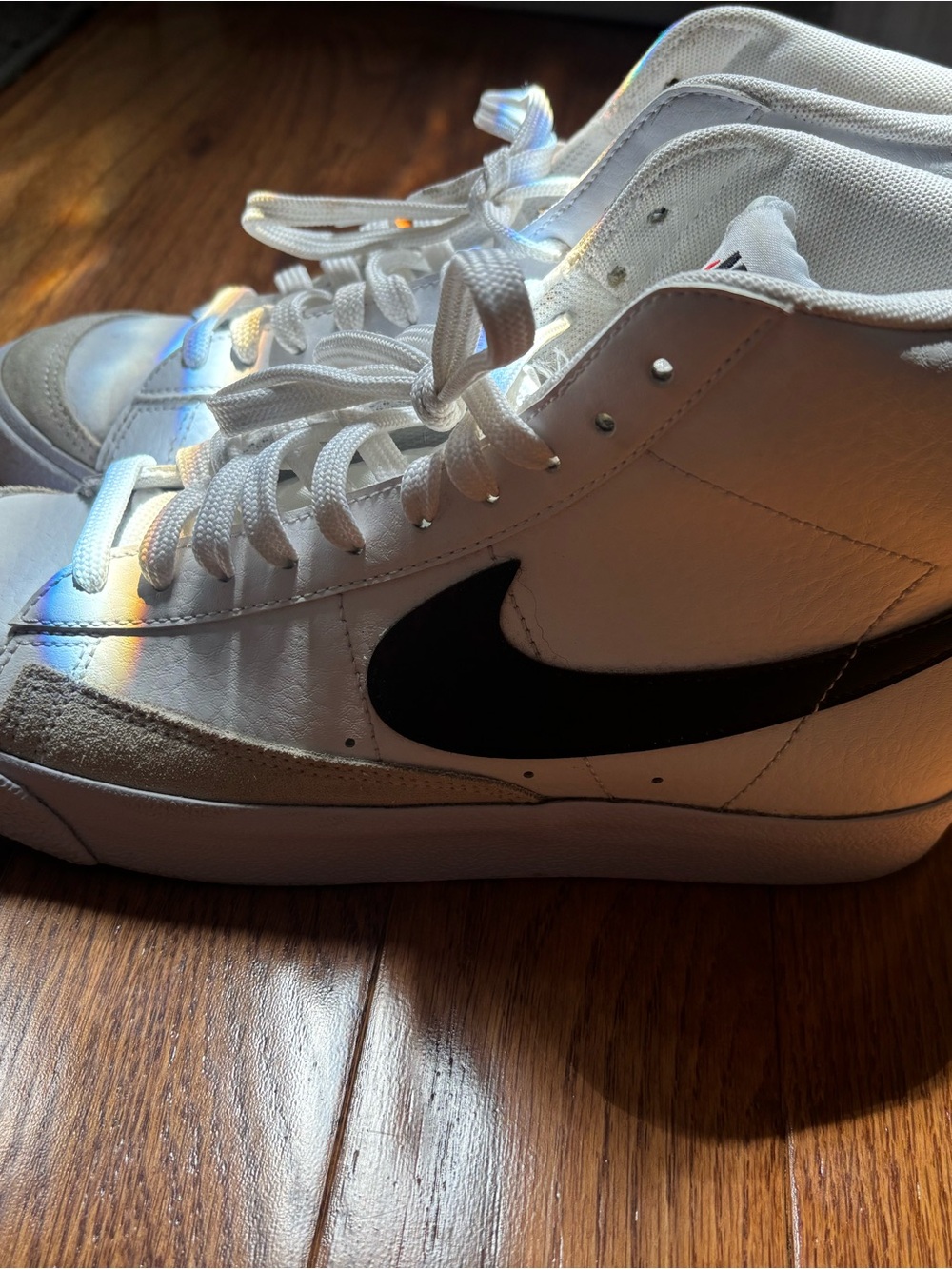 Nike White High-Top Sneakers with Black Swoosh size 6.5Y